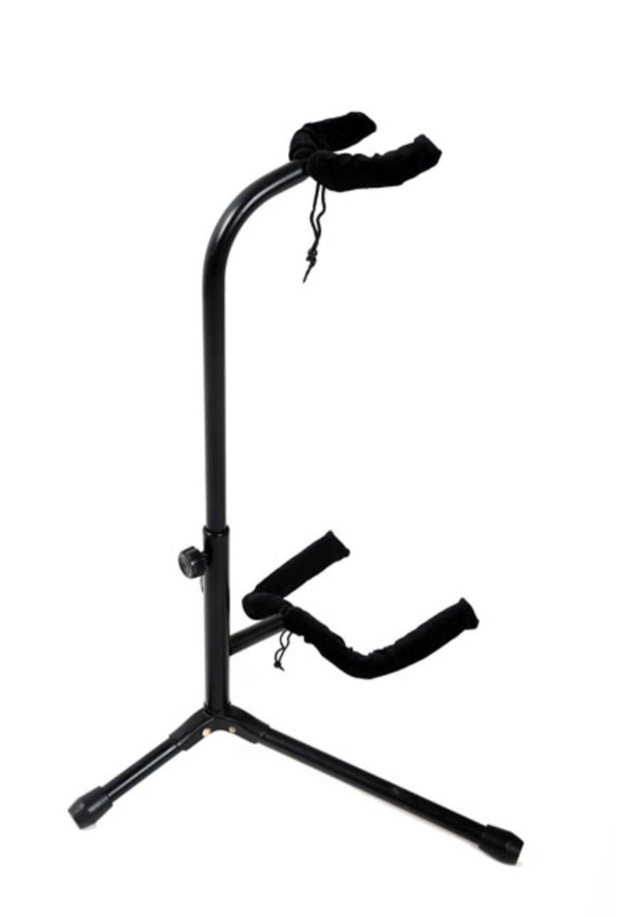 Model A fitted to a standard guitar stand, smooth across the cradle.
