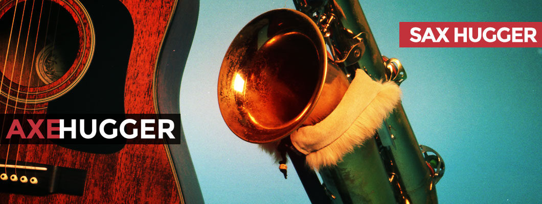 Sax Hugger fitted to a saxophone stand.