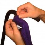 Working the stand arm into the sleeve.