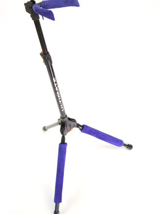 Purple-blue Axe Hugger on a stand.